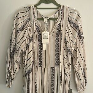 Caslon White-Black stripe dress Boho